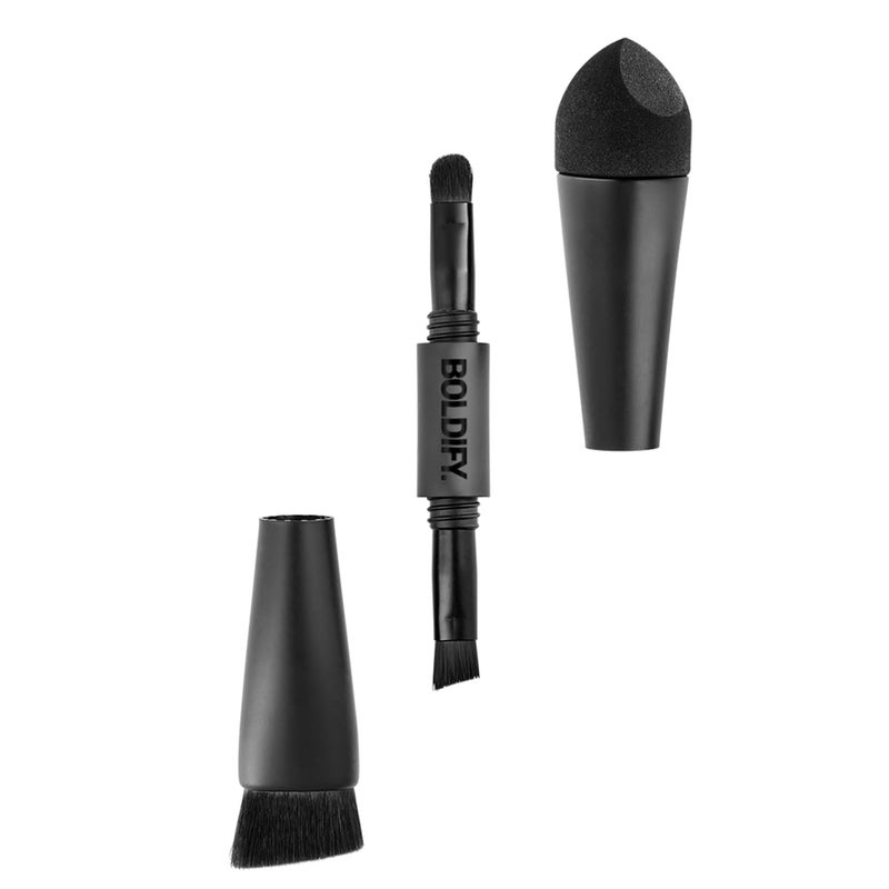BOLDIFY Four Ended Hairline Powder Brush - Precision Hair Makeup Brush Set with Sponge Tip for Seamless Blending - Ideal as a Hair Concealer/Contour, Root Touch Up - Image 1