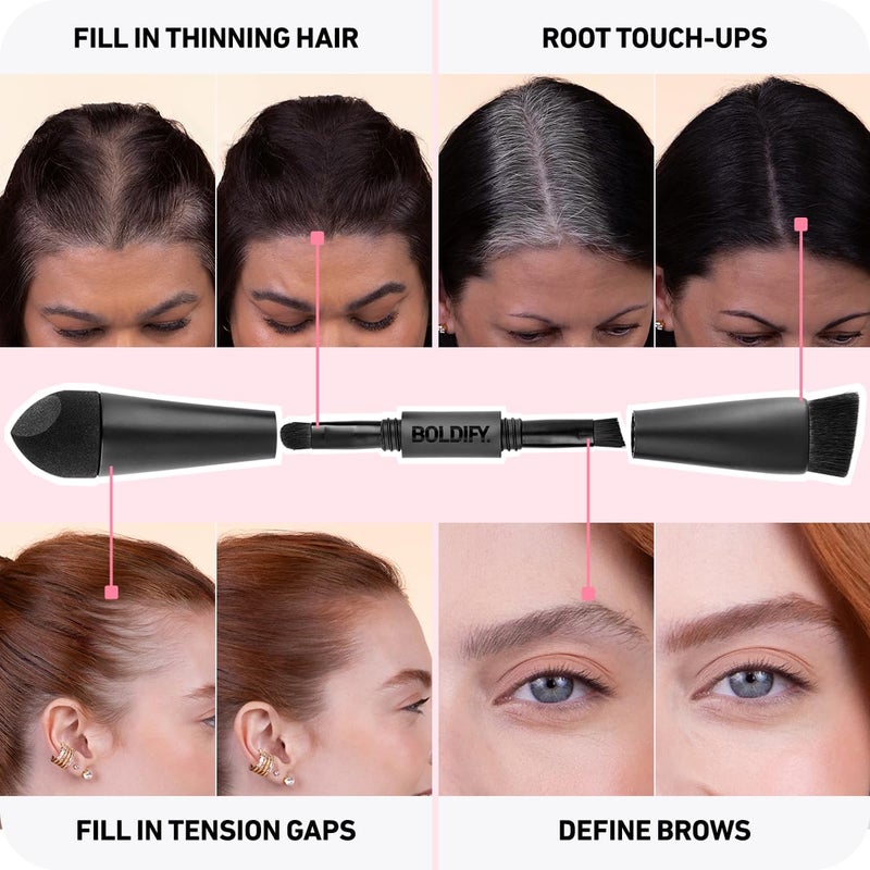 BOLDIFY Four Ended Hairline Powder Brush - Precision Hair Makeup Brush Set with Sponge Tip for Seamless Blending - Ideal as a Hair Concealer/Contour, Root Touch Up - Image 4