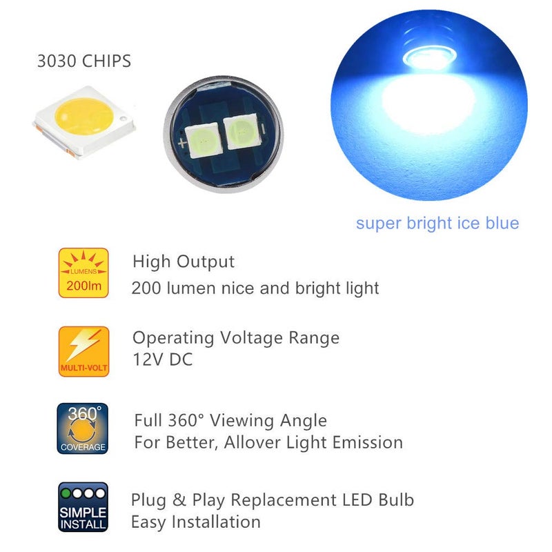 WLJH Super Bright Ice Blue Dash Instrument Cluster Panel Gauge Lighst Backlighting Indicator Lamp Bulb Full Led Light Kit For Ford F150 F250 F350 1967-1979, Pack of 8 - Image 3