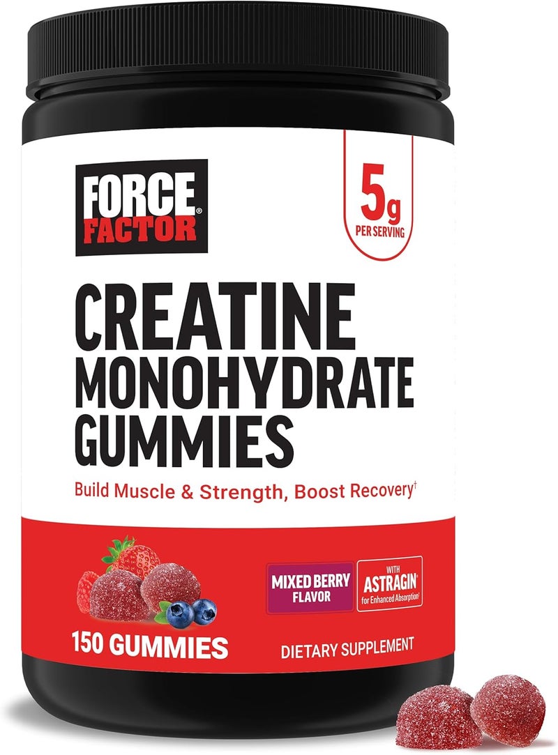 Force Factor Creatine Monohydrate Gummies 5g Dose for Men  Women to Support Muscle Strength Recovery Cognitive Health  Memory Mixed Berry 150 Gummies - Image 1