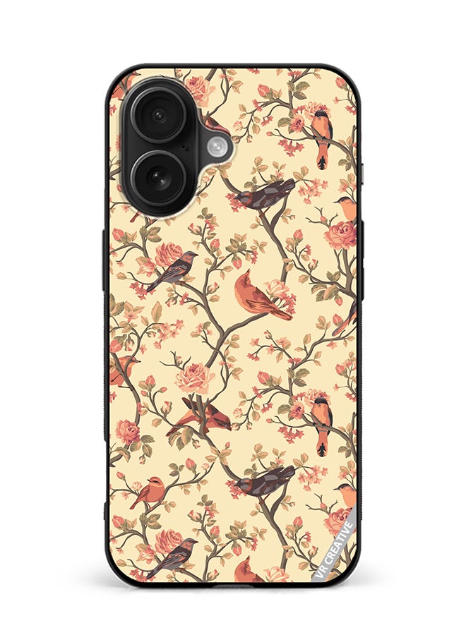 VR CREATIVE Protective Case Cover For Apple iPhone 16 Birds Sitting On A Tree Design Multicolour