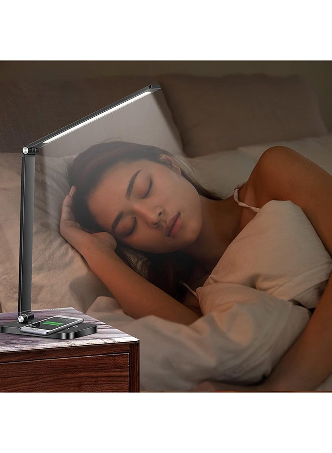 SKY-TOUCH Desk Lamp for Home Office,Touch switch, 3 levels of strong light adjustment, 5 levels of color temperature adjustment, mobile phone wireless charging,with USB Charging Port,Black - Image 3