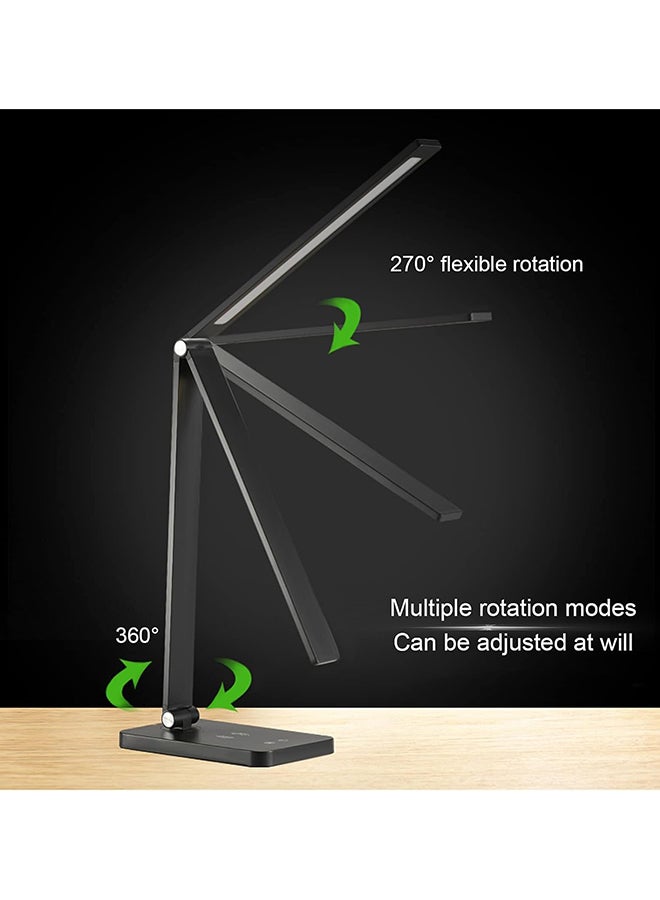 SKY-TOUCH Desk Lamp for Home Office,Touch switch, 3 levels of strong light adjustment, 5 levels of color temperature adjustment, mobile phone wireless charging,with USB Charging Port,Black - Image 2