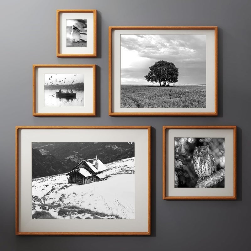 FLYJOE 4x6 Picture Frame, USA-Sourced Natural Teak Wood Photo Frame with Tempered Glass, Handcrafted Rounded Corner 4 x 6 Wooden Frame Matted to 3.5x5 Photos, Wall or Tabletop Display - Image 2