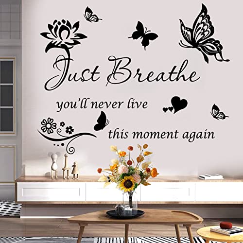 Casa Decor Inspiring Positive Quotes Wall Sticker - Just Breathe Decals, Inspirational Art for Women Girls Bedroom Living Room - Encouragement Gifts Home Decoration - Image 3