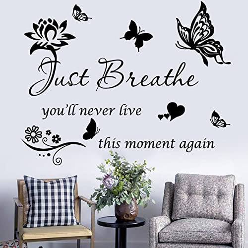 Casa Decor Inspiring Positive Quotes Wall Sticker - Just Breathe Decals, Inspirational Art for Women Girls Bedroom Living Room - Encouragement Gifts Home Decoration - Image 1