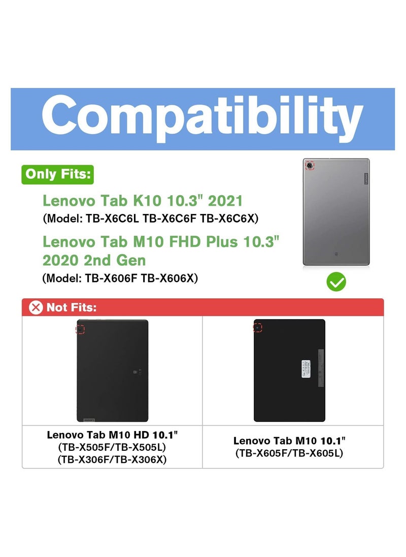 Procases - Keyboard Case for Lenovo Tab K10 Tab M10 FHD Plus 10.3 Inch Keyboard Case [Support Arabic Typing], with Magnetically Detachable Wireless Keyboard -Black - Image 1