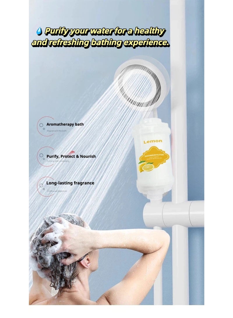 فلتر استحمام معطر - يمنع تساقط الشعر - يمنع جفاف البشرة - يزيل الكلور - يزيل الصدأ - معطر برائحة مهدئة - غير سام (رائحة الليمون) - Image 5