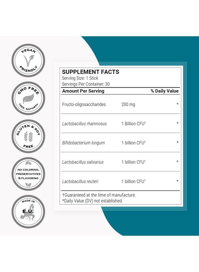 SuperSmart Oral Health Probiotics 4 Billion CFU per Day - Dental Health & Bad Breath Treatment (Halitosis) | Non-GMO & Gluten Free - 30 Sticks - Image 3