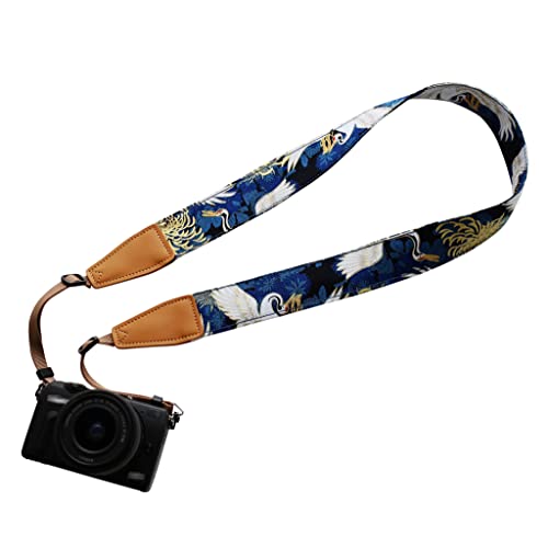 UNIKSTRAP Original Design Personalized Adjustable Camera Strap Chrysanthemum & Crane in Blue, Fit for Canon Nikon Sony Olympus Interchangeable Lens Digital Camera/DSLR etc. - Image 1