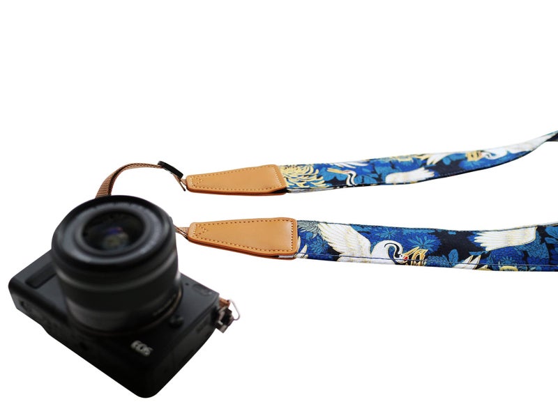 UNIKSTRAP Original Design Personalized Adjustable Camera Strap Chrysanthemum & Crane in Blue, Fit for Canon Nikon Sony Olympus Interchangeable Lens Digital Camera/DSLR etc. - Image 3