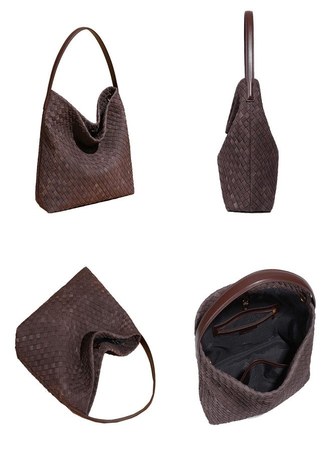 AISIWAN Women’s Trendy Suede Woven Tote Bag Shoulder Bags For Women Fall Winter Hobo Purse Work Purses Suede Travel Handbag 2025, Chocolate - Image 2