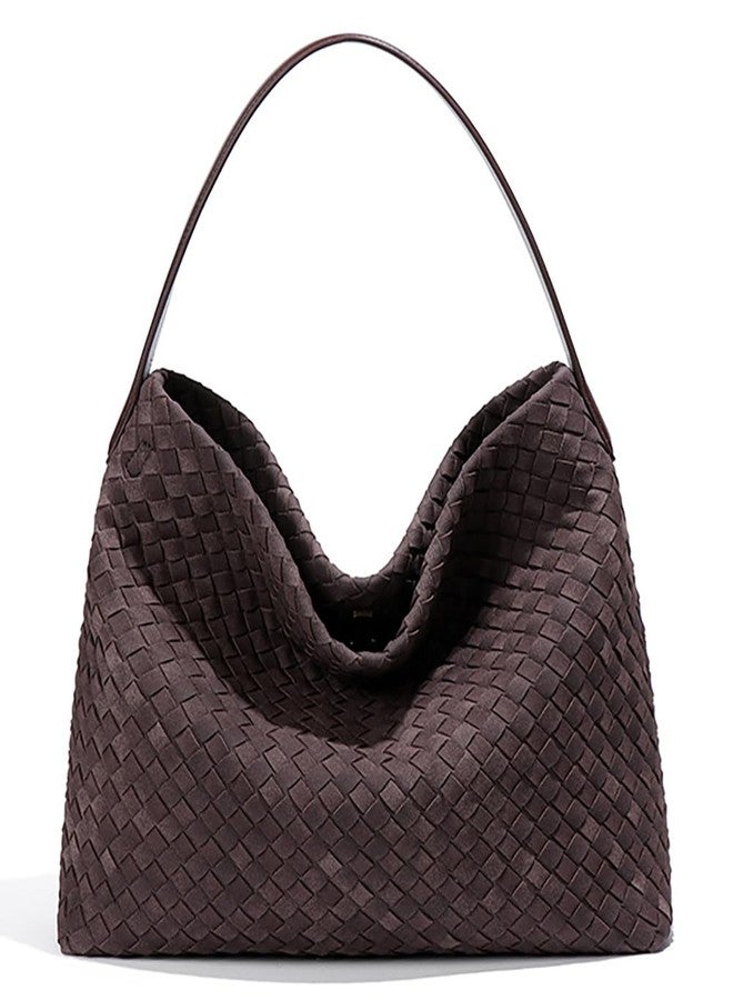 AISIWAN Women’s Trendy Suede Woven Tote Bag Shoulder Bags For Women Fall Winter Hobo Purse Work Purses Suede Travel Handbag 2025, Chocolate - Image 1