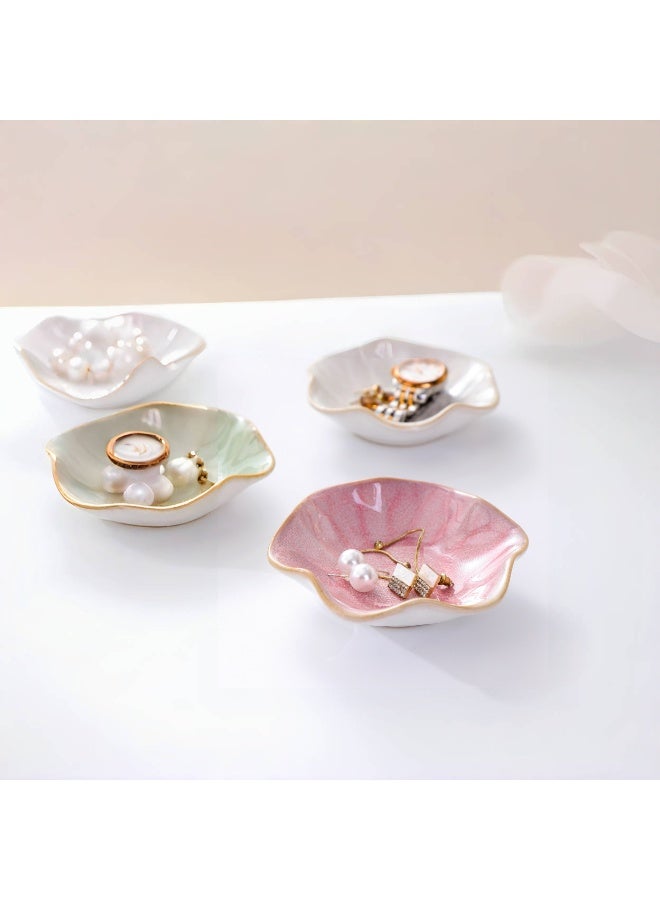 طبق مجوهرات خزفي – على شكل ورقة لوتس، لحفظ الخواتم والقلائد والمفاتيح الصغيرة، صحن لطيف لحفظ الإكسسوارات، وقطعة ديكور منزلي - Image 3
