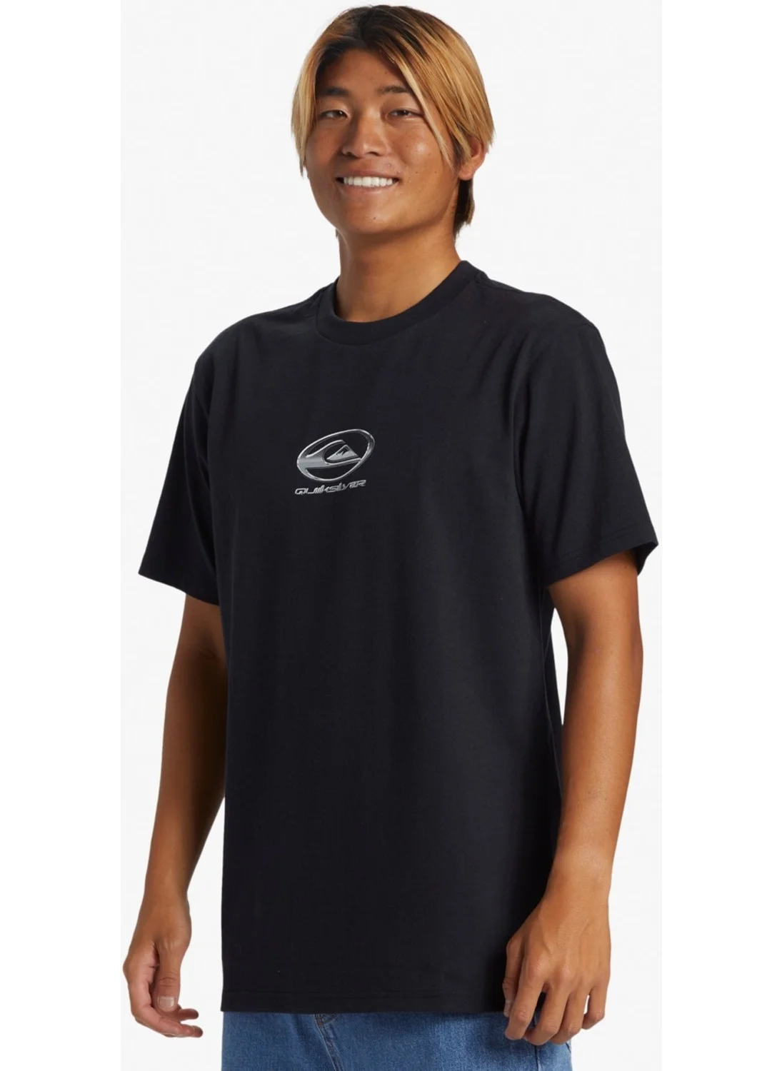 كويك سيلفر Chrome Logo Men's T-shirt AQYZT09545-10010 AQYZT09545-10010001