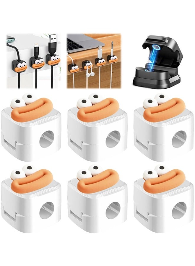 6PCS منظم كابل البيانات المغناطيسية ، حامل الحبل مع اللاصق القوي ، إخفاء كابل شحن الهاتف لمكتب المكتب المنزل - Image 1