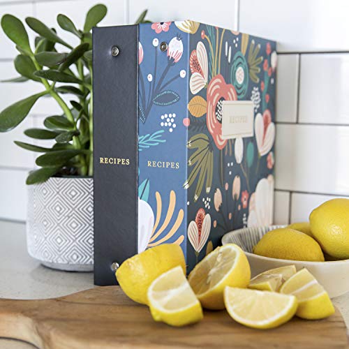 Jot  Mark Jot & Mark 8.5" x 9.5" 3 Ring Recipe Binder with 50 Matching 4x6 inch Recipe Cards, 25 Top & Bottom Binder Sleeve Sheet Protector, 5 Full-Page Undivided Sleeves, 6 Sturdy Divider Tabs, Garden Floral - Image 2