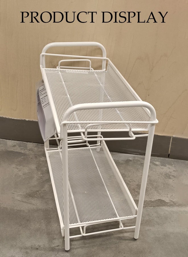 DUNISO 2-Tier Bathroom Shelf Organizer，Non-slip Heavy Duty Metal Storage Rack，Free Standing Durable Metal Shelving Storage Unit，for Warehouses, Closets, Kitchens,Bathroom,White - Image 3