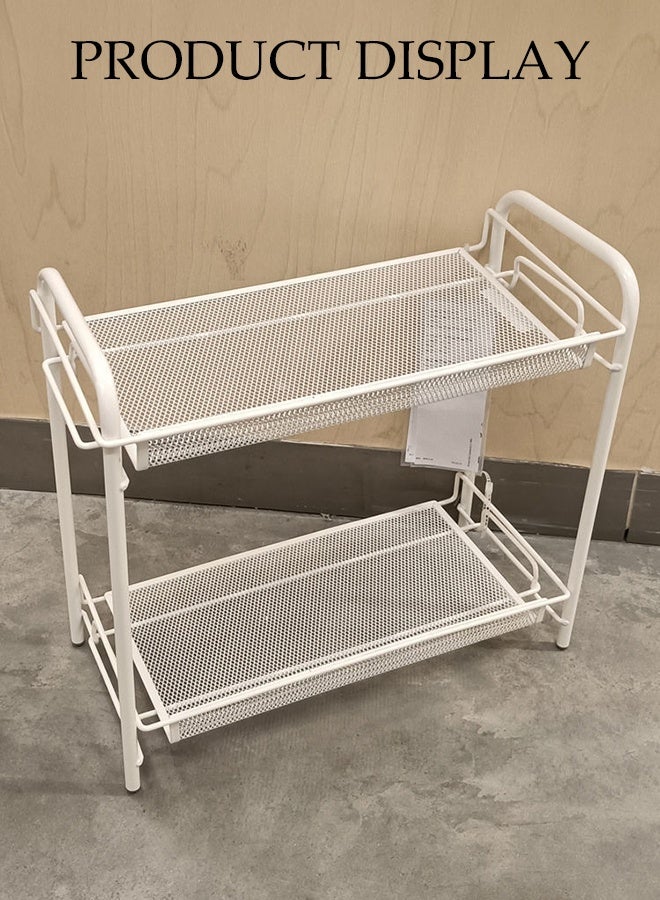 DUNISO 2-Tier Bathroom Shelf Organizer，Non-slip Heavy Duty Metal Storage Rack，Free Standing Durable Metal Shelving Storage Unit，for Warehouses, Closets, Kitchens,Bathroom,White - Image 4