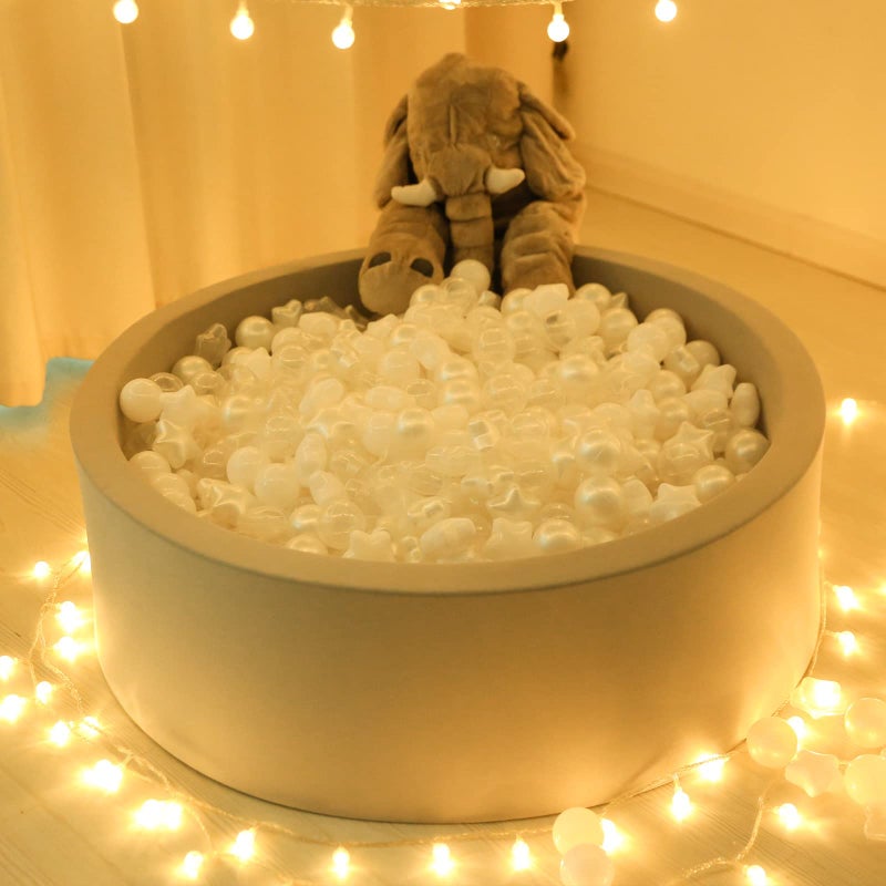 Trendplay Star Ball Pit Balls للأطفال الصغار - 50 Count Star Balls أشكال مختلفة للمهرجان الداخلي للحفلات في الهواء الطلق أطفال الأطفال (Pearl White White Clear) - Image 5