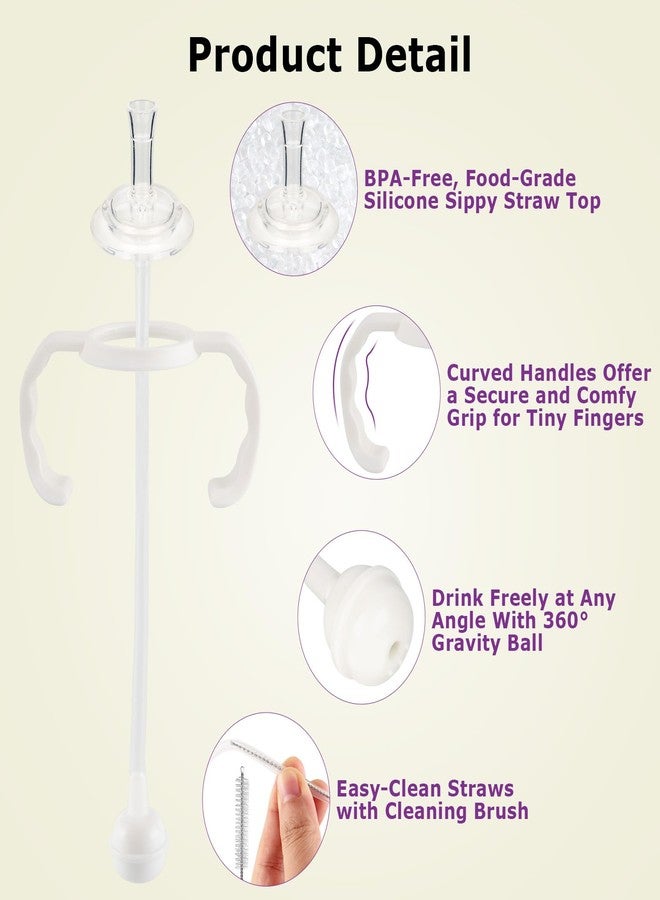 joyfeed Straw Cup Conversion Kit for Dr Browns Narrow and Narrow Glass Baby Bottles, Weighted Straw Replacement Kit with Soft Straw Top and Handle,6m+,Set of 2 - Image 3
