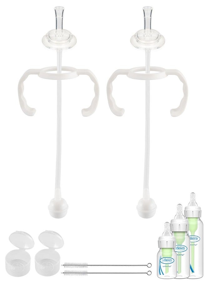 joyfeed Straw Cup Conversion Kit for Dr Browns Narrow and Narrow Glass Baby Bottles, Weighted Straw Replacement Kit with Soft Straw Top and Handle,6m+,Set of 2 - Image 1