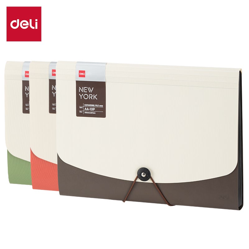 Deli E5558 Expanding File, A4-13P, Assorted - Image 1