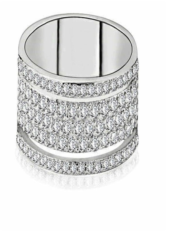AZQ TZ Way 925 Sterling Silver Shiny Full Diamond Ring Cubic Zirconia Rings CZ Diamond Multi Row Ring Eternity Engagement Wedding Band Ring for Women (US Code 10) - Image 5