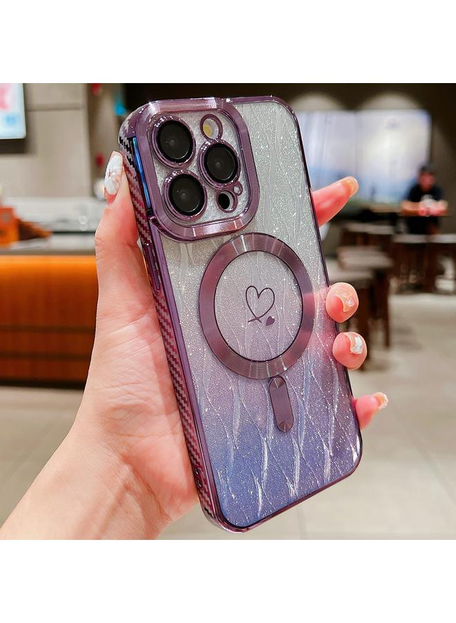 Zaboon Case For iPhone 11 Pro Max Loves Leaves Gradient Glitter Carbon Fiber Magsafe TPU Phone Case - Image 1