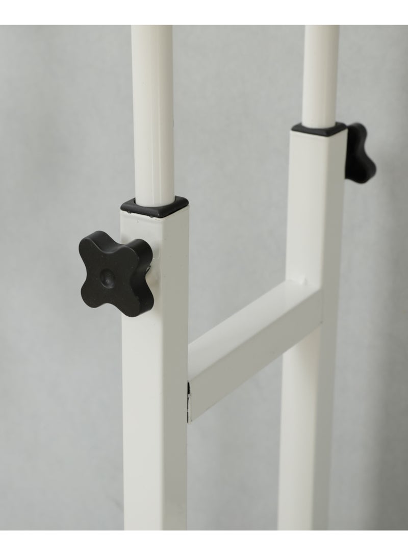 JANTENS Adjustable Height Kids Study Desk with Hutch Bookshelf White 100x85x50 cm  - Image 3