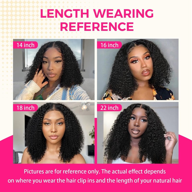 Lashey Kinky Curly Hair Extensions Seamless Clip in Hair Extensions 7pcs 110g Clip in Hair Extensions 14 Inch Real Human Hair Natural Black Clip in Hair Extensions for Black Women - Image 3