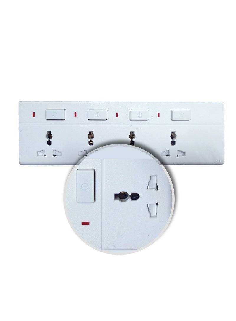 Duravel Duravel 4-Socket Extension Lead with Individual Switches, White, 3-Metre Power Cord  - Image 4