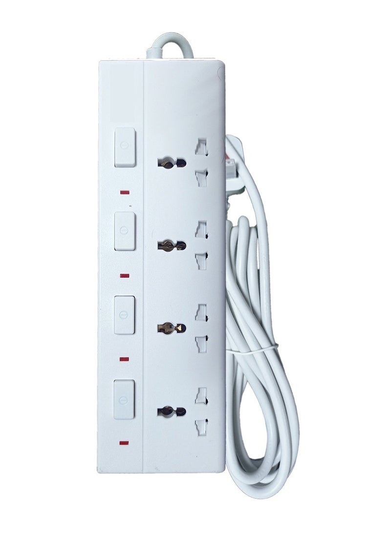 Duravel Duravel 4-Socket Extension Lead with Individual Switches, White, 3-Metre Power Cord  - Image 3