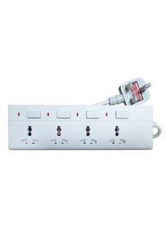 Duravel Duravel 4-Socket Extension Lead with Individual Switches, White, 3-Metre Power Cord  - Image 1