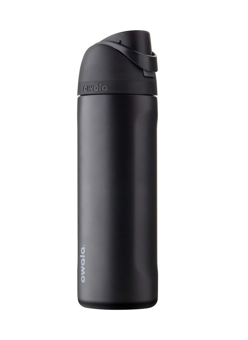 Owala - FreeSip Insulated Stainless Steel Water Bottle with Straw for Sports Travel and School BPA-Free Sports Water Bottle (Black 24OZ) - Image 1