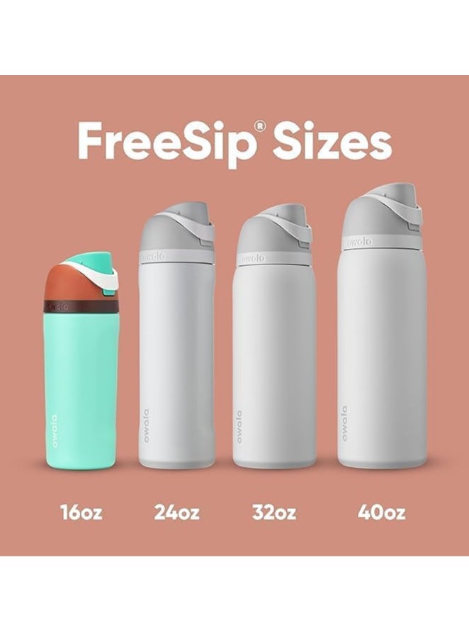 Owala - FreeSip Insulated Stainless Steel Water Bottle with Straw for Sports Travel and School BPA-Free Sports Water Bottle (Black 24OZ) - Image 1
