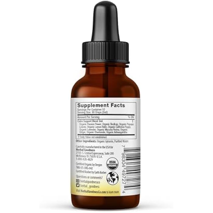Herbal Goodness Kids Calm Support Liquid Extract 1oz with Magnesium Glycinate, Magnesium Citrate, Multivitamin - Magnesium for Kids - 1oz Bottle, 1 Unit - Herbal Goodness - Image 2