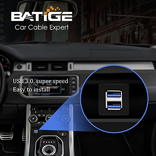 BATIGE Dual Ports Square USB 3.0 Panel Flush Mount Extension Cable with Buckle for Car Truck Boat Motorcycle Dashboard-3ft - Image 3