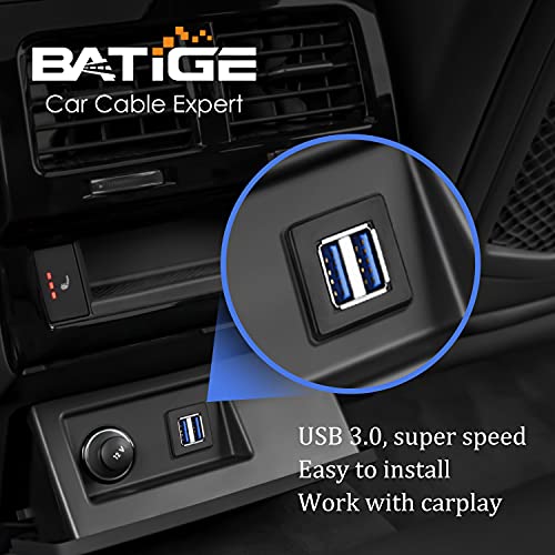 BATIGE Dual Ports Square USB 3.0 Panel Flush Mount Extension Cable with Buckle for Car Truck Boat Motorcycle Dashboard-3ft - Image 2