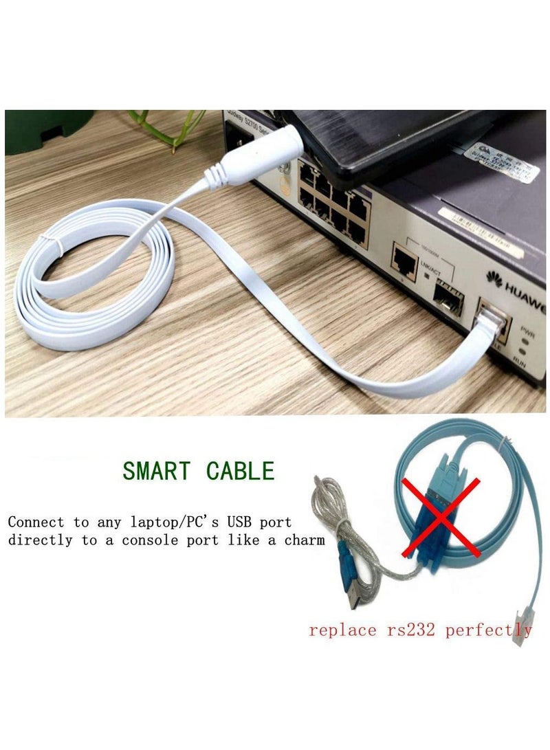 DUSALA USB Console Cable USB to RJ45 Console Cable for Cisco Routers AP Router Switch Windows 7, 8 (1.8M,Blue) - Image 3