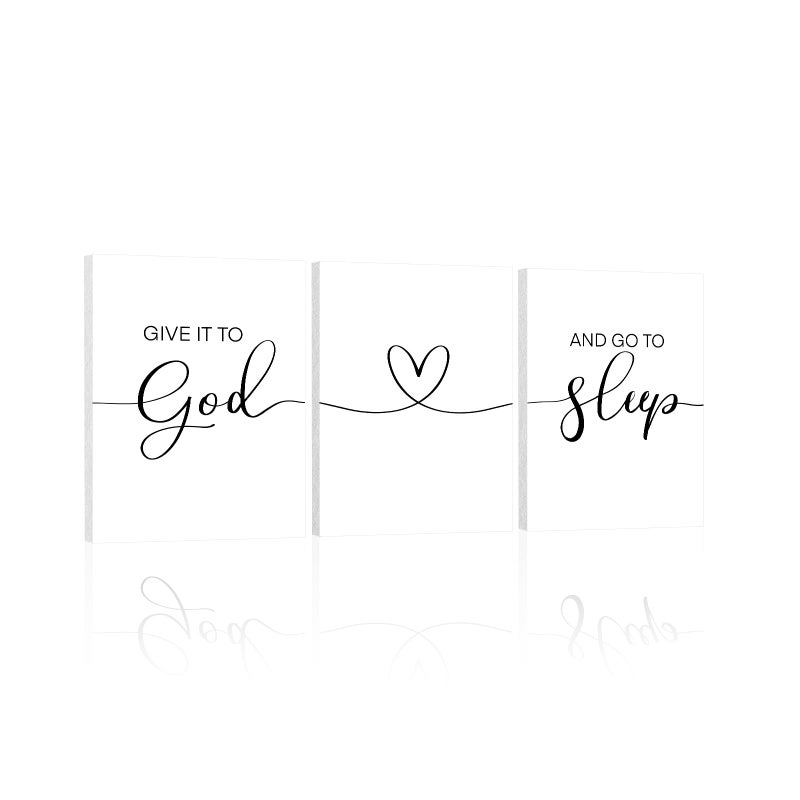 1 KINGO Give It To God And Go To Sleep Wall Art Modern Farmhouse Bedroom Signs Decor for CouplesAesthetic Minimalist Bedroom Pictures Wall Decor Above Bed Hanging Wall Plaques 12x16 InchSet of 3 - Image 2