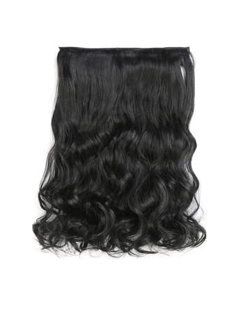 إستيل رأس كامل بطول قطعة واحدة مستقيمة وطويلة شعر مموج  مع 5 مشابك ، مناسبة للنساء والفتيات اللون رقم 1 مموج الجسم - Image 2