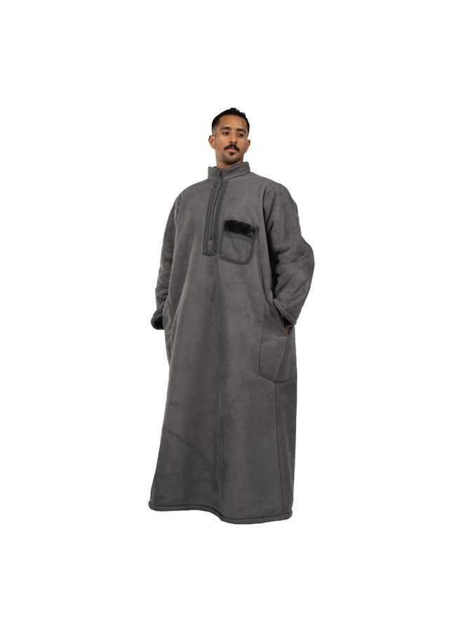 AL SANIDI Fur Coat, Winter Dress, Gray, Size XXL - Image 1