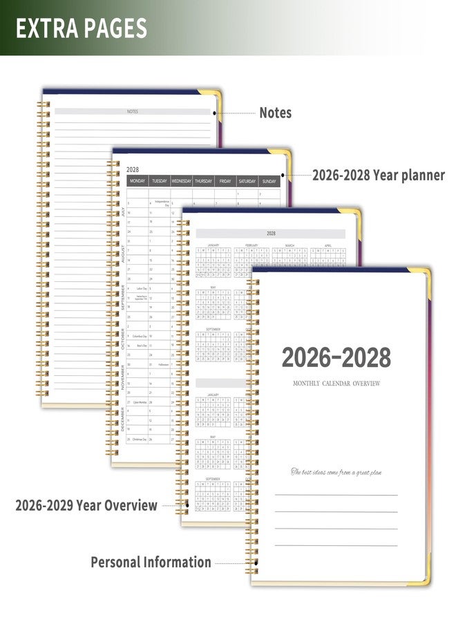 KAICN Monthly Planner 2026-2028, Hardcover 3 year calendar 2026-2027-2028 Calendar Book from Jan 2026 - Dec 2028, 9“ x 11”, Spiral Bound,Organizer for Office, School, and Home, Sunset - Image 5