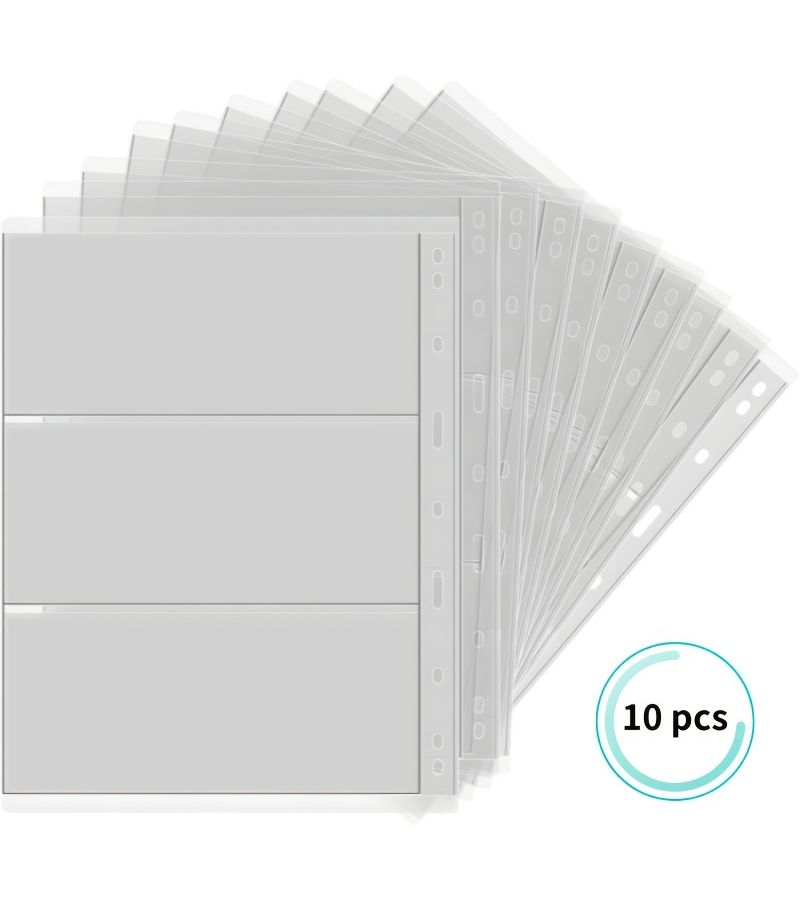 Premium 10pcs Black Banknote Currency Album Universal Binder Fit Collector's Choice Archival High-Clarity Storage for Banknotes Postcards Memorabilia 8.47x11 Inches - Image 1