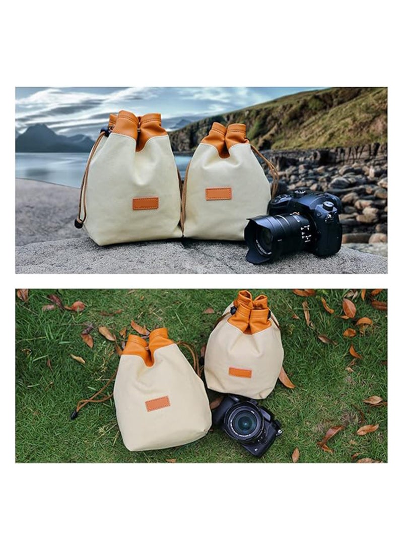 Excefore Camera Bag Soft Drawstring Lens Bag, DSLR Shoulder Bag with Adjustable Strap Camera Gadget Bag, Lens Pouch Handbag, Portable Lightweight for Daily Photography Travel,Vintage Style (M) - Image 3