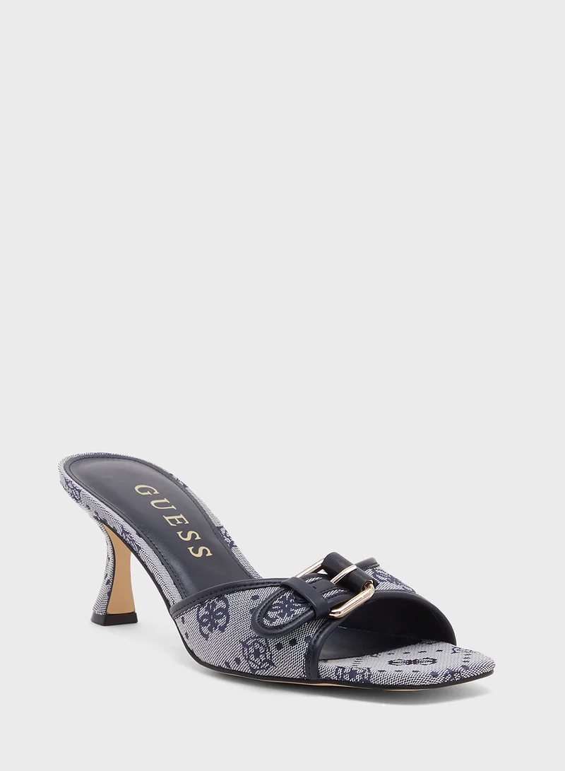 جس Single Strap Mid Heel Sandals