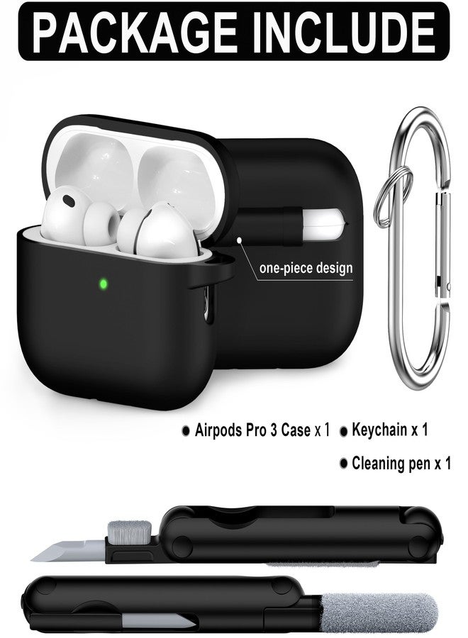 RFUNGUANGO Compatible AirPods Pro 3 Protective Case, Soft Silicone Material, Drop and Scratch Resistant, Includes Cleaning Tool, Suitable for AirPods Pro 3rd Generation, Black - Image 2