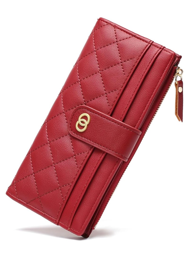 Womens Wallet Slim Rfid Blocking Bifold Leather Credit Card Wallets for Women Clutch with Zipper Coin Pocket - Image 1