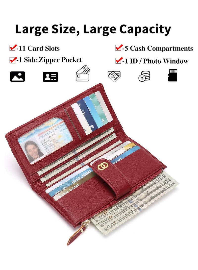 Womens Wallet Slim Rfid Blocking Bifold Leather Credit Card Wallets for Women Clutch with Zipper Coin Pocket - Image 2